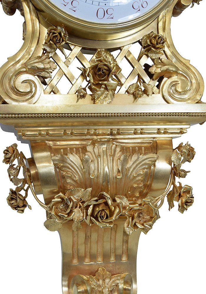 Cartel d'Applique En Bronze Doré Style Louis XVI-photo-2