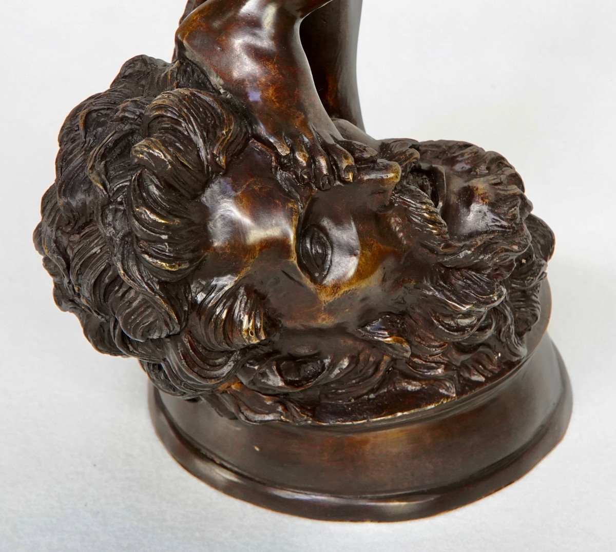 "david Slaying Goliath" Bronze By Antonin Mercier (1845-1916)-photo-5