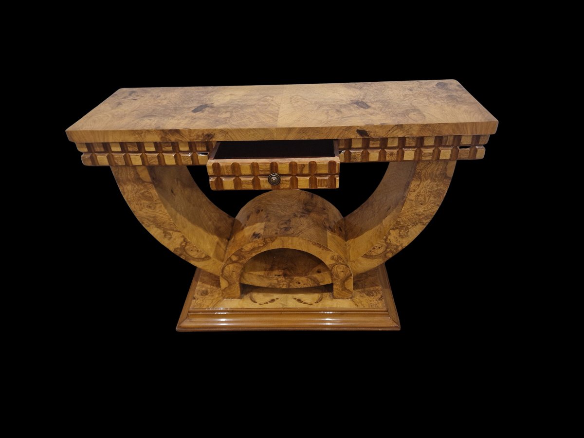 Art Deco Console And 2 Pedestal Tables-photo-2