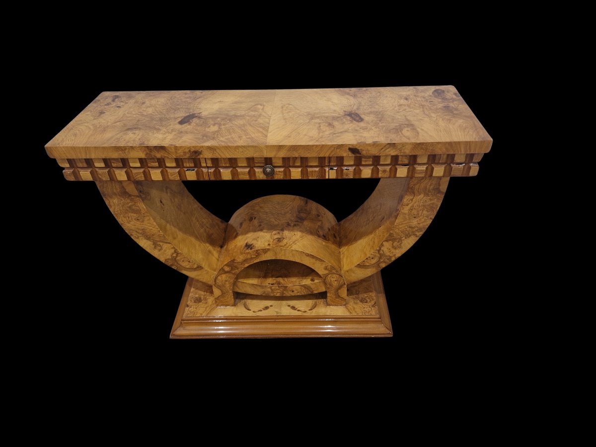 Art Deco Console And 2 Pedestal Tables-photo-3