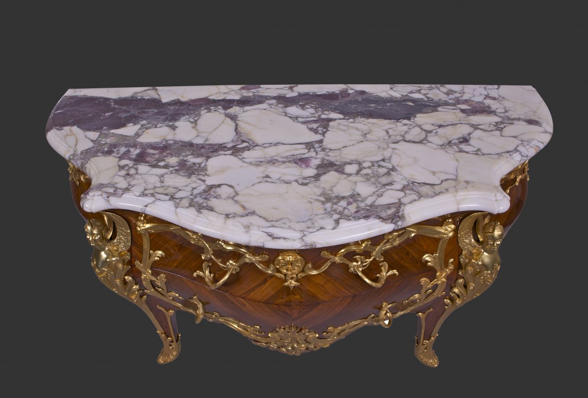 Commode De Style Louis XV Attribuee A Francois Linke -photo-3