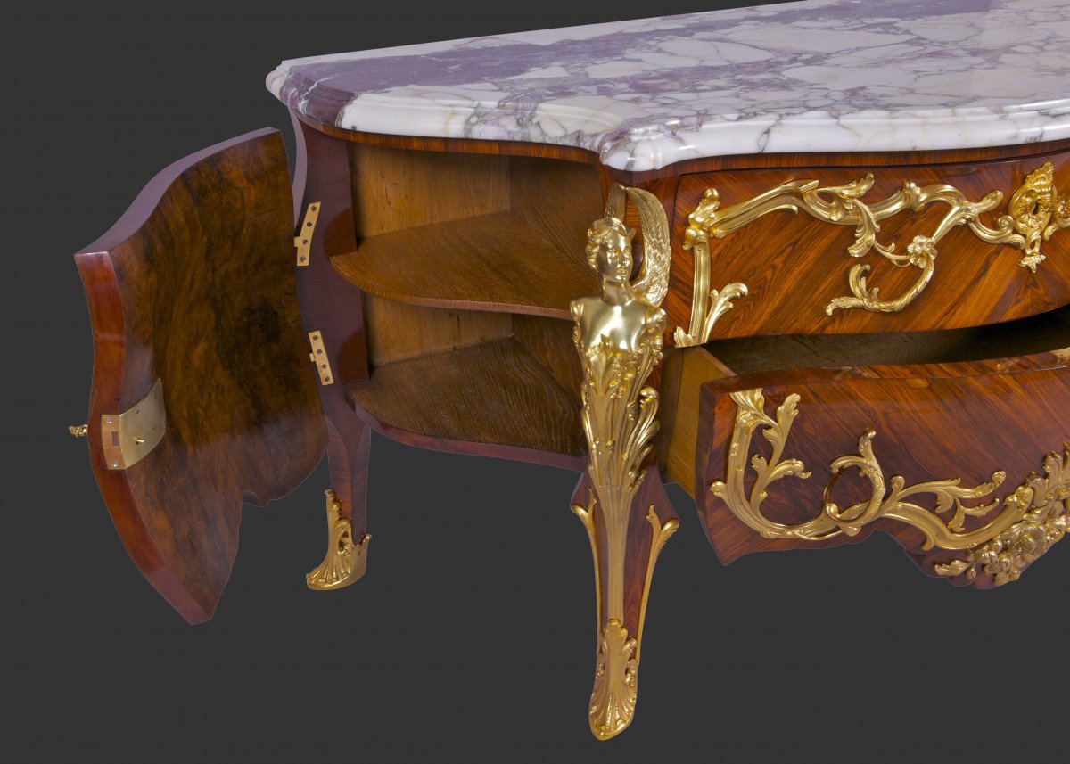 Commode De Style Louis XV Attribuee A Francois Linke -photo-4