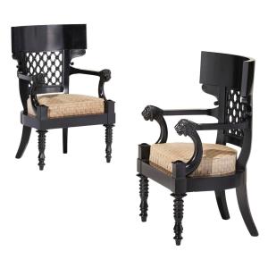 Pair Of 20th Century Armchairs By Peter Marino Following A Directoire Model By Georges Jacob