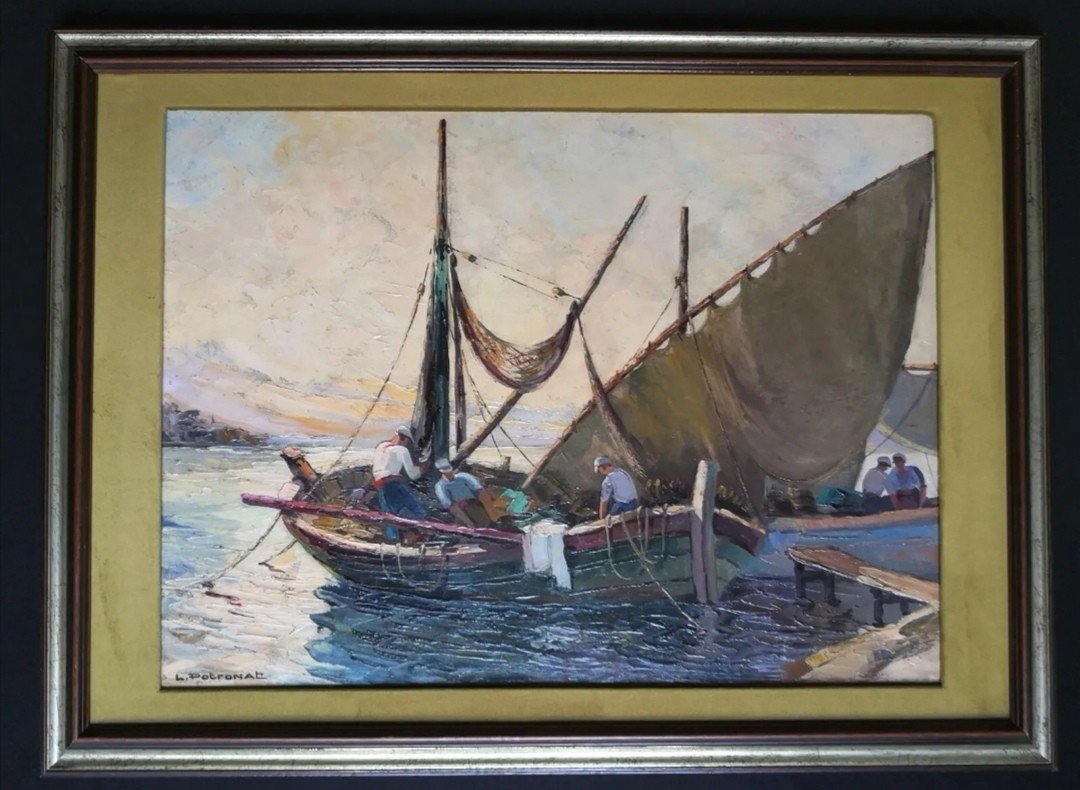 The Tartans In The Mediterranean / Oil On Canvas By Lucien Potronat (1889-1974)-photo-2