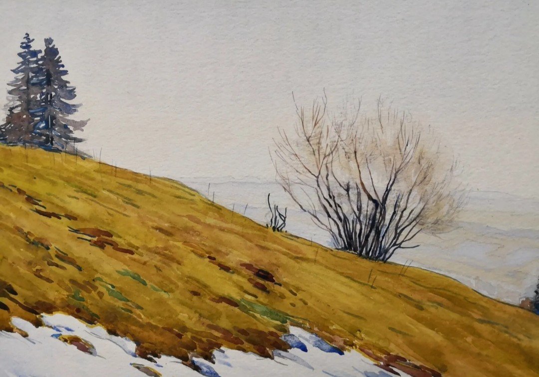 Jura Mountains Landscape. Watercolor By Paul Emile Ingold (1873-1958)-photo-3