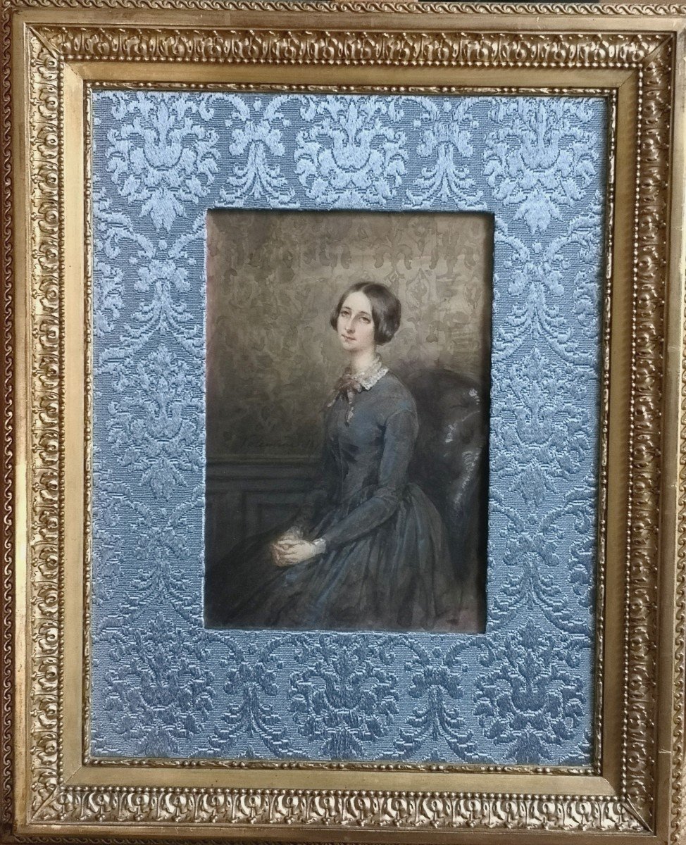 William Valentine (1798-1849) / Portrait de jeune femme / Aquarelle-photo-2