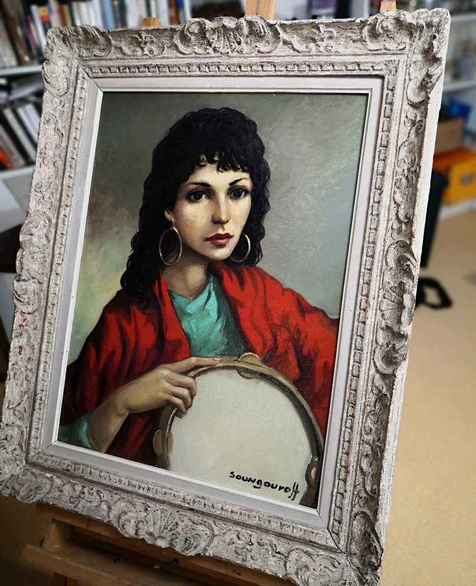 ÉCOLE RUSSE / Anatola Soungouroff (1911-1982) /  La Gitane / huile sur toile-photo-4