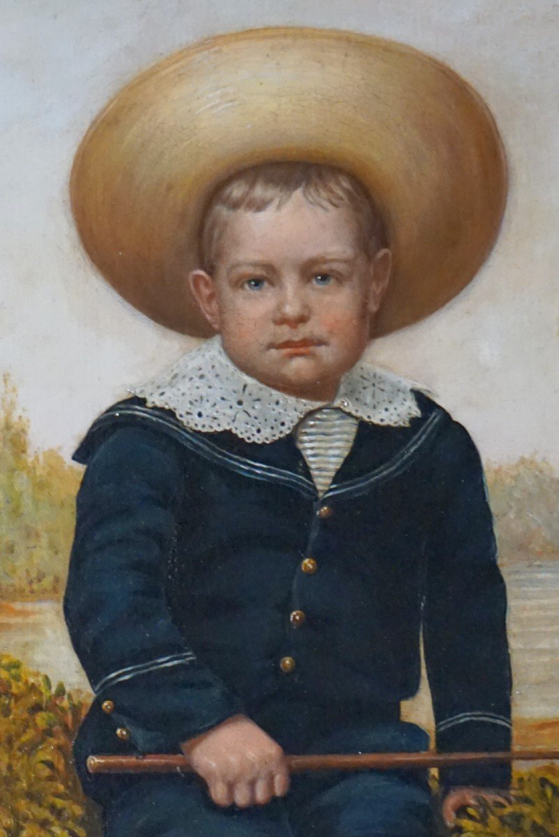 English School Late XIXth Century / Child / Oil On Cardboard-photo-2