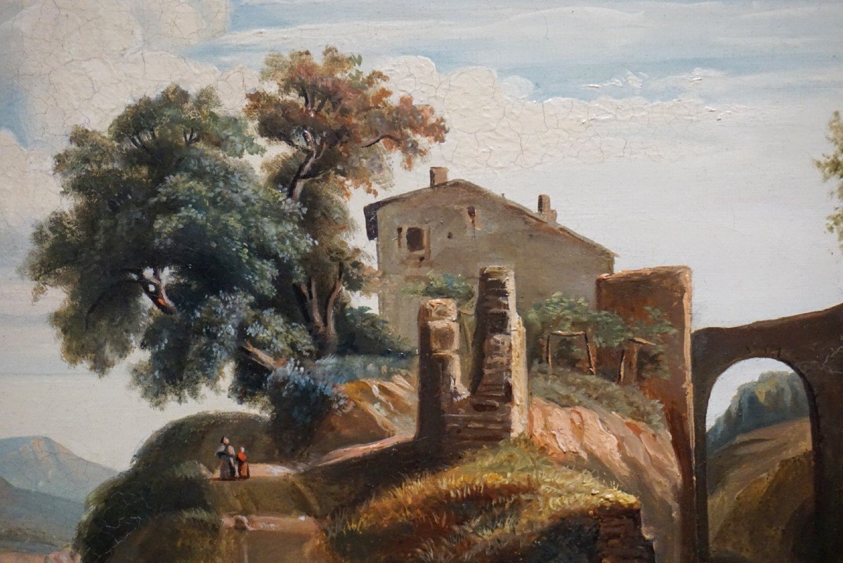 École Française XIX ème siècle / Vue de VERNAISON ( Rhône ) / huile sur toile-photo-2