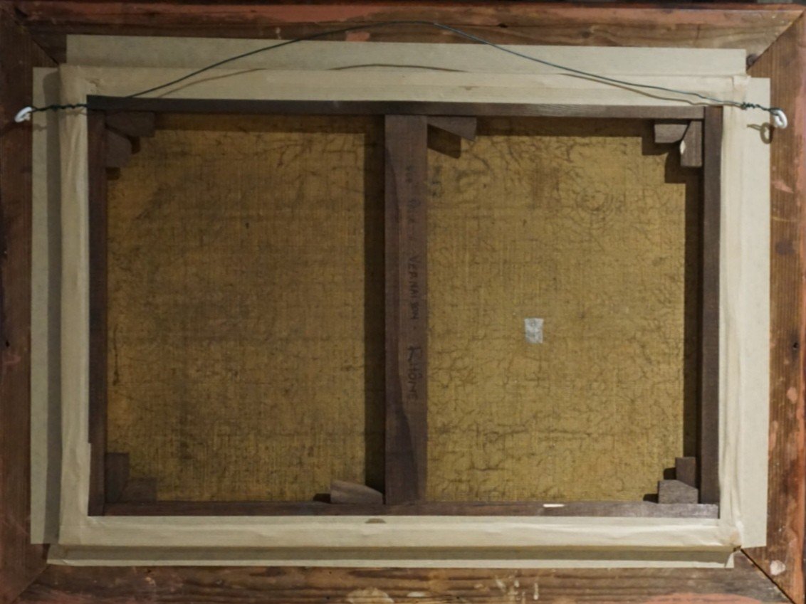 École Française XIX ème siècle / Vue de VERNAISON ( Rhône ) / huile sur toile-photo-7