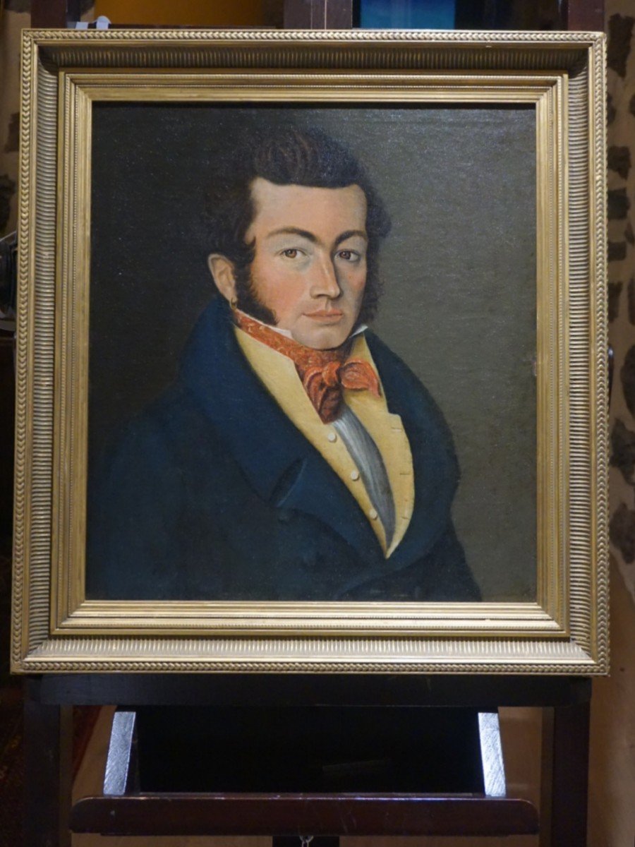 Portrait Jeune Homme Aux Favoris / Daté 1819 / huile sur toile