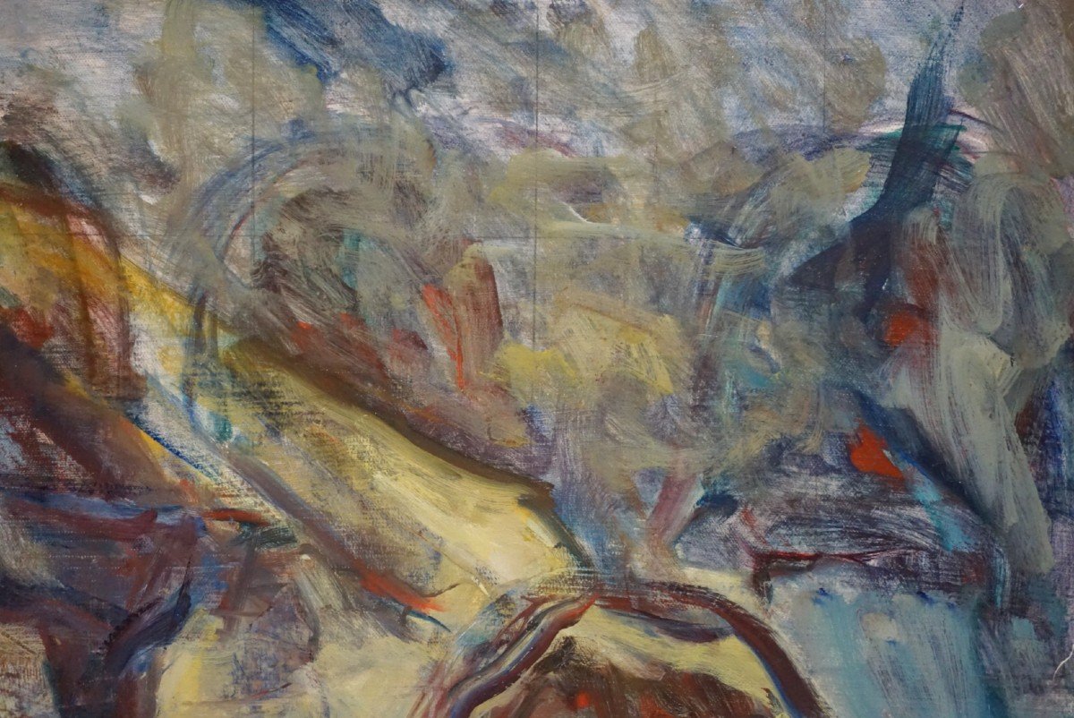 ART JUIF / Bension Enav (1925-2007) / À La Mémoire des Déportés / huile sur toile / datée 1952-photo-1