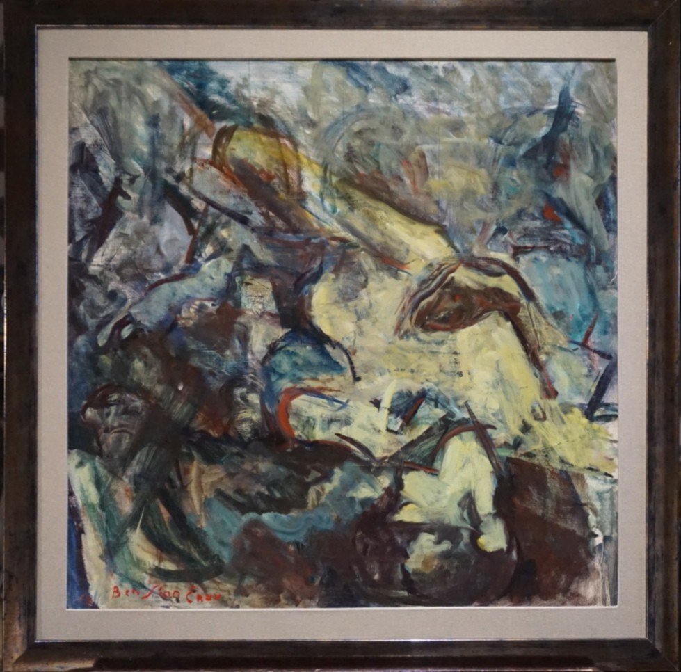 ART JUIF / Bension Enav (1925-2007) / À La Mémoire des Déportés / huile sur toile / datée 1952-photo-3