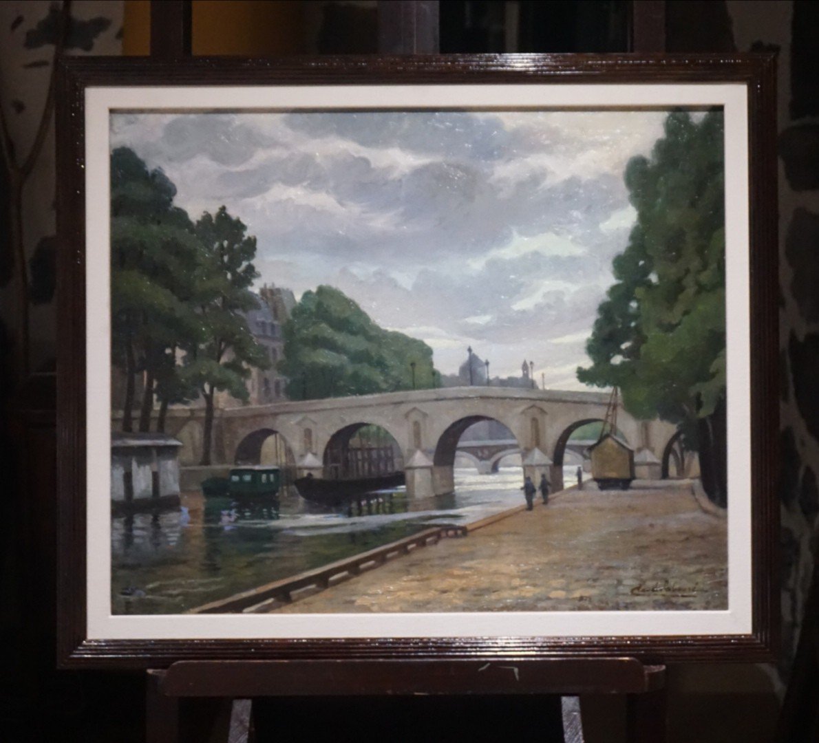 CLAUDE LABOURÉ (École de Paris vers 1930) / Pont Marie Sur La Seine Paris / Huile sur toile-photo-2