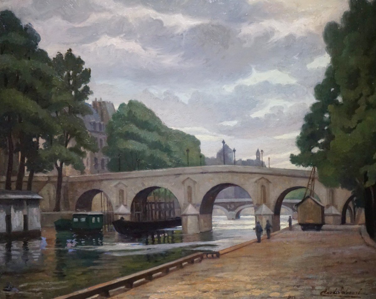 CLAUDE LABOURÉ (École de Paris vers 1930) / Pont Marie Sur La Seine Paris / Huile sur toile