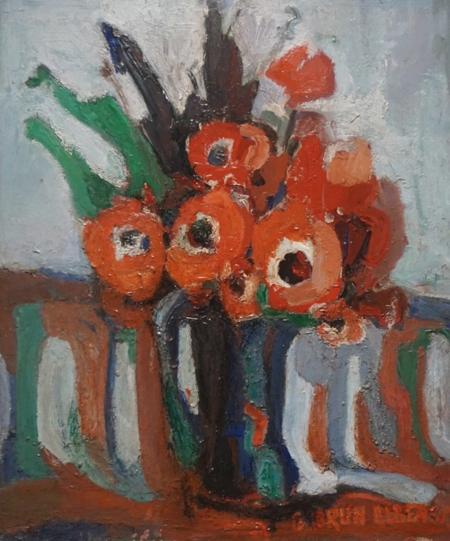 G. BRUN-ALBERSPY / bouquet de Coquelicots / Salon des Indépendants 1967 / Paris
