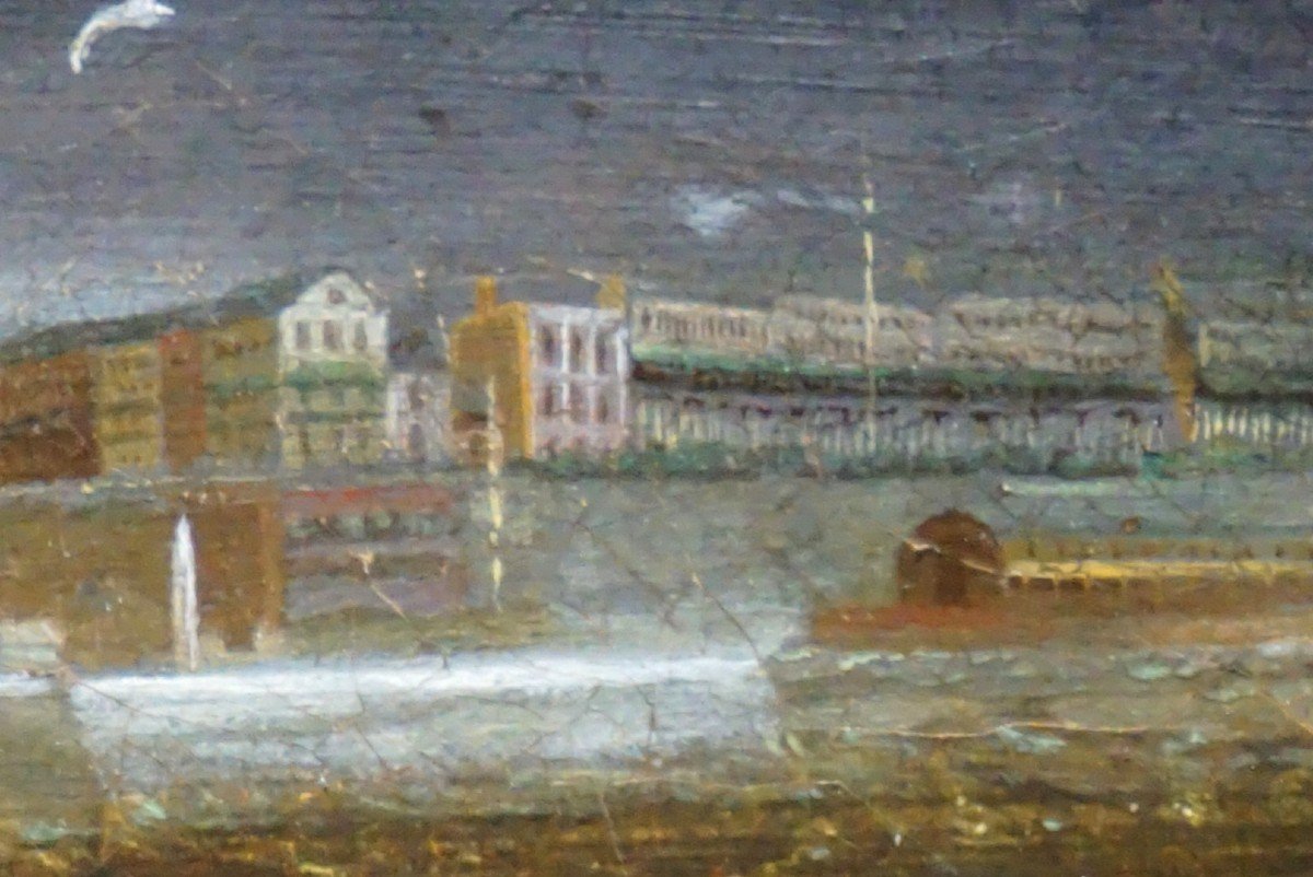 H. LEFORT / TROIS MÂTS DANS L 'ORAGE / Ramsgate  UK /  datée 1867/ huile sur toile-photo-2