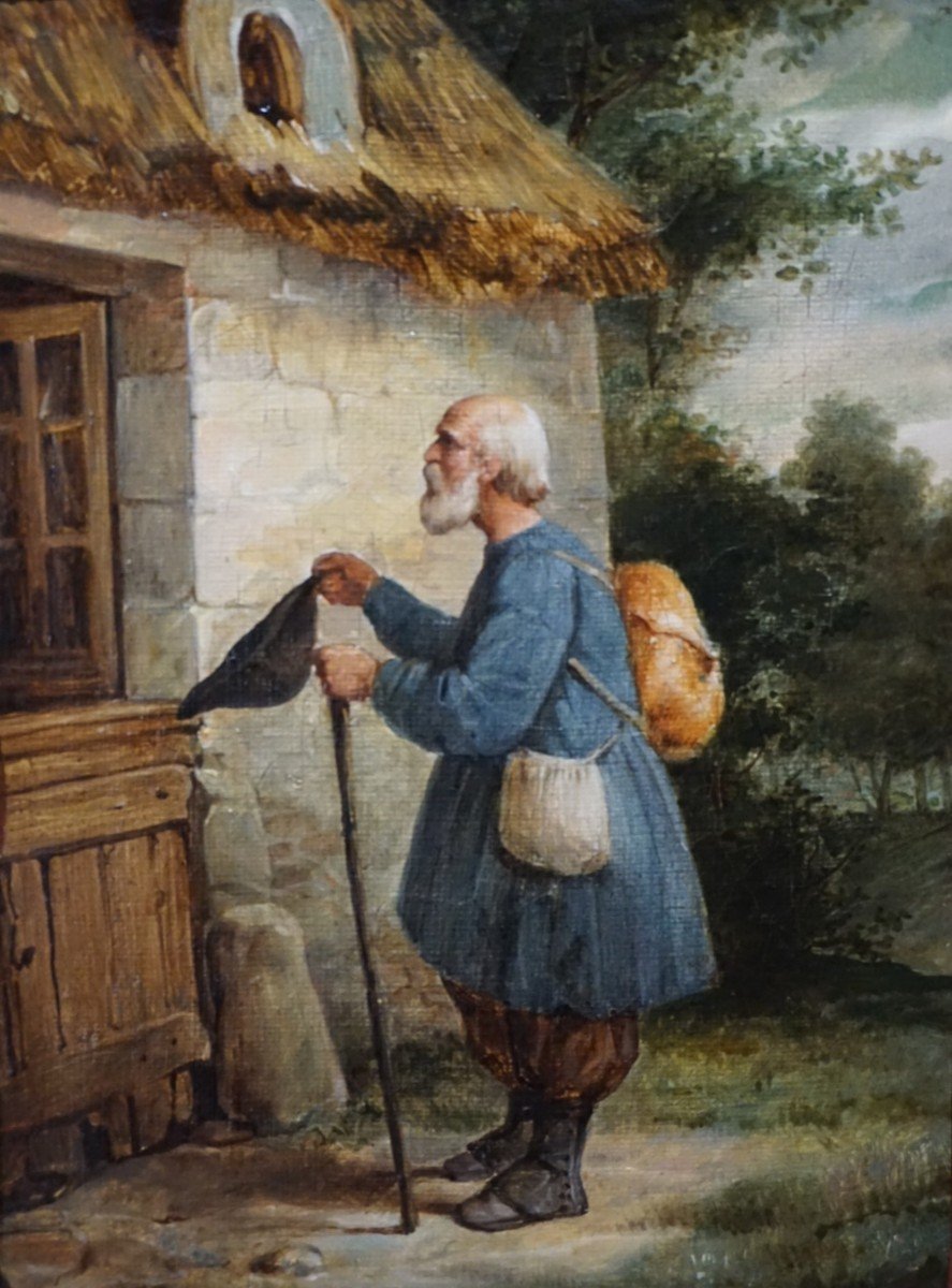 French School Circa 1850 / The Beggar Pilgrim / Oil On Canvas-photo-2