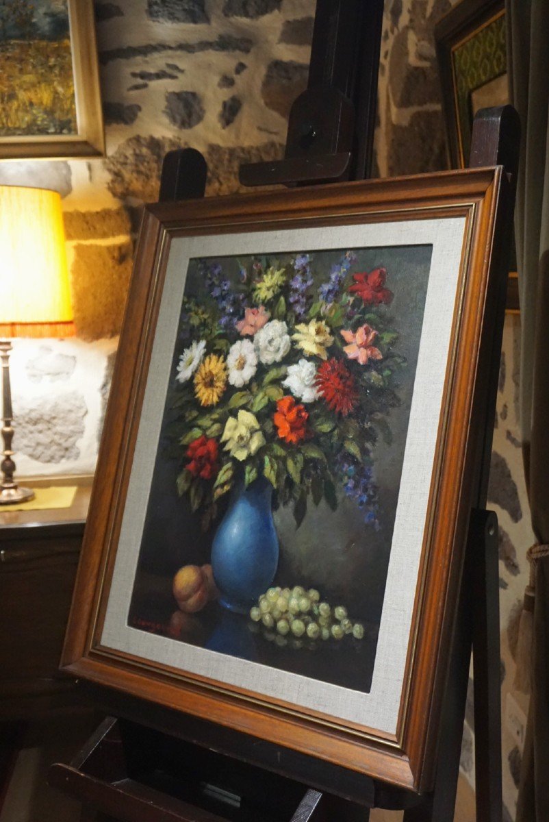 ÉCOLE RUSSE / Anatola Soungouroff (1911-1982) /  Nature morte aux fleurs / huile sur toile-photo-8