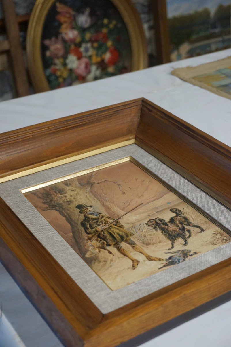 English School Circa 1820 / W. Health (1794-1840) / Aristocrat On The Hunt / Watercolor And Oil-photo-4