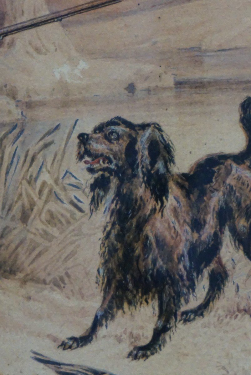 English School Circa 1820 / W. Health (1794-1840) / Aristocrat On The Hunt / Watercolor And Oil-photo-5