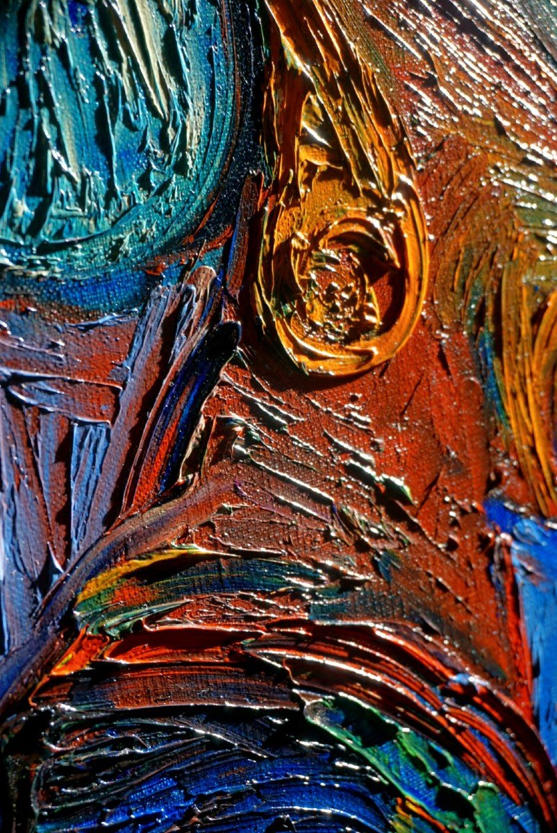 PATRICK BOUDON (1944-2019) / Personnages / Importante huile sur toile  -photo-3