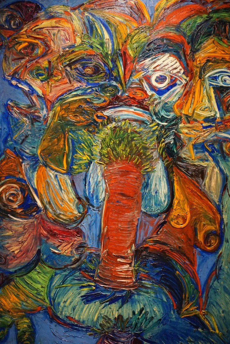 PATRICK BOUDON (1944-2019) / Personnages / Importante huile sur toile  -photo-4