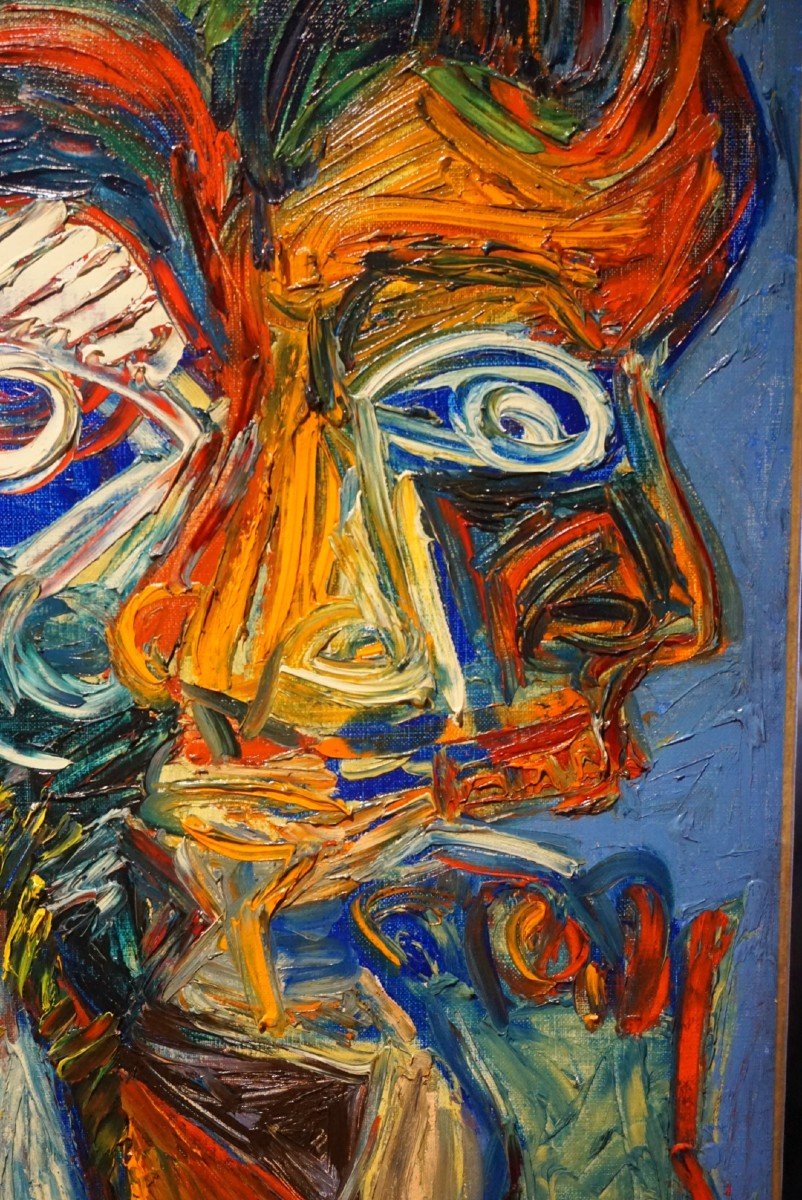 PATRICK BOUDON (1944-2019) / Personnages / Importante huile sur toile  -photo-3