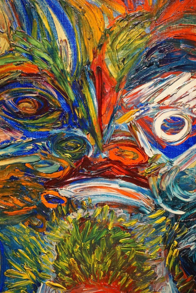 PATRICK BOUDON (1944-2019) / Personnages / Importante huile sur toile  -photo-4