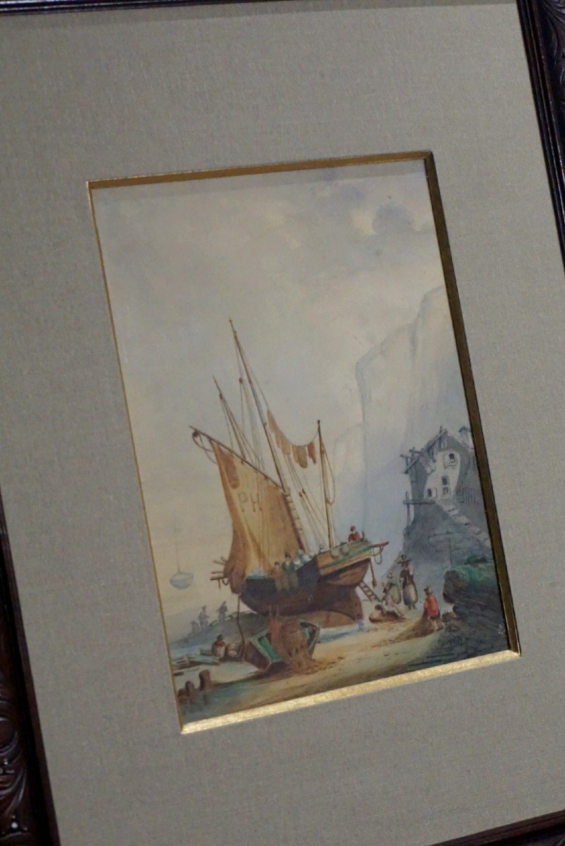Samuel Gerry (attributed To /1813-1891) / Boat On The Beach / Dated 1854-photo-5