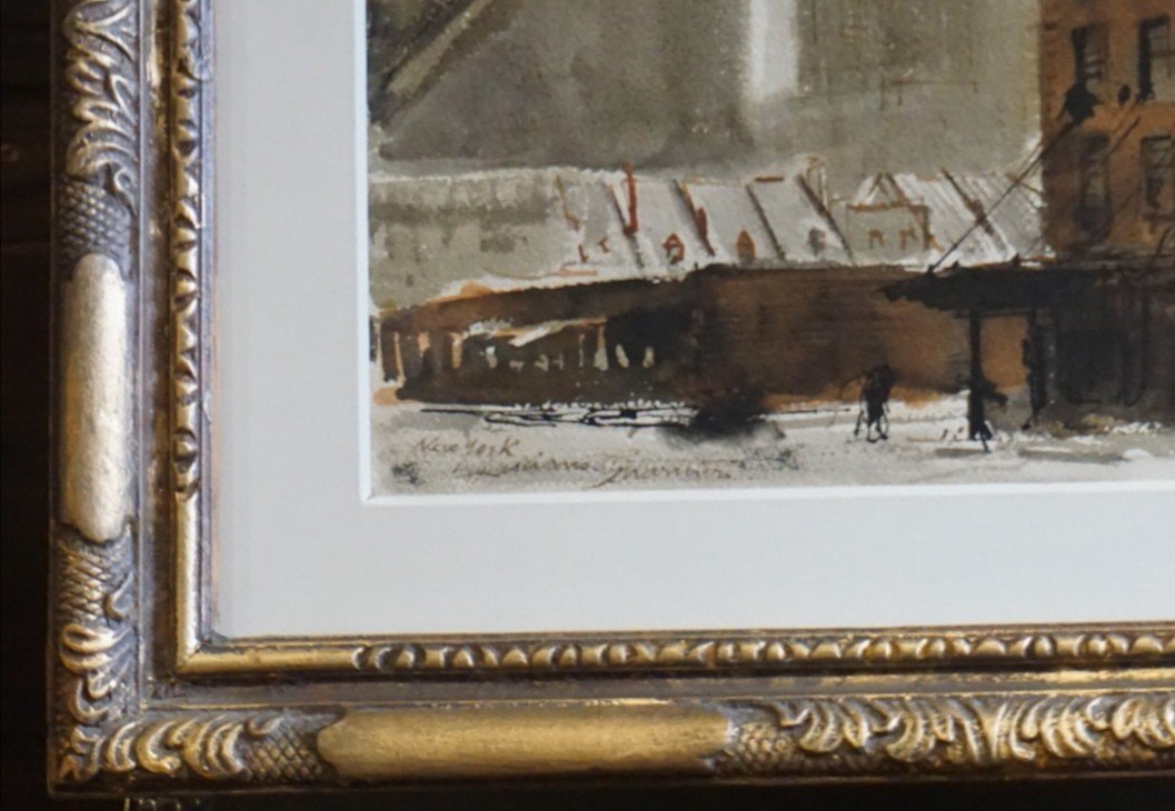 New York City Under The Snow / Luciano Guarnieri (1930-2009) / Watercolor-photo-4