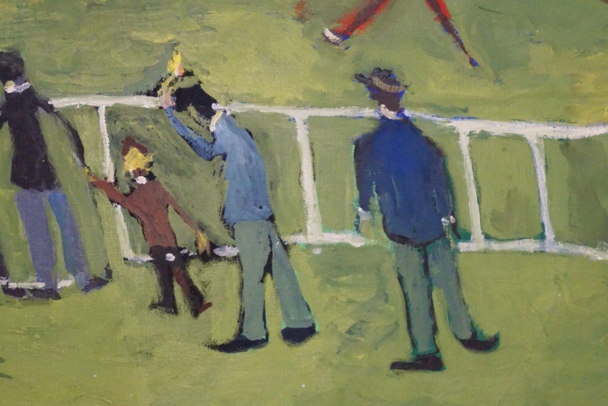 JACQUES ENDZEL (1927-2014) / École de Paris / Course de chevaux / huile sur toile -photo-4