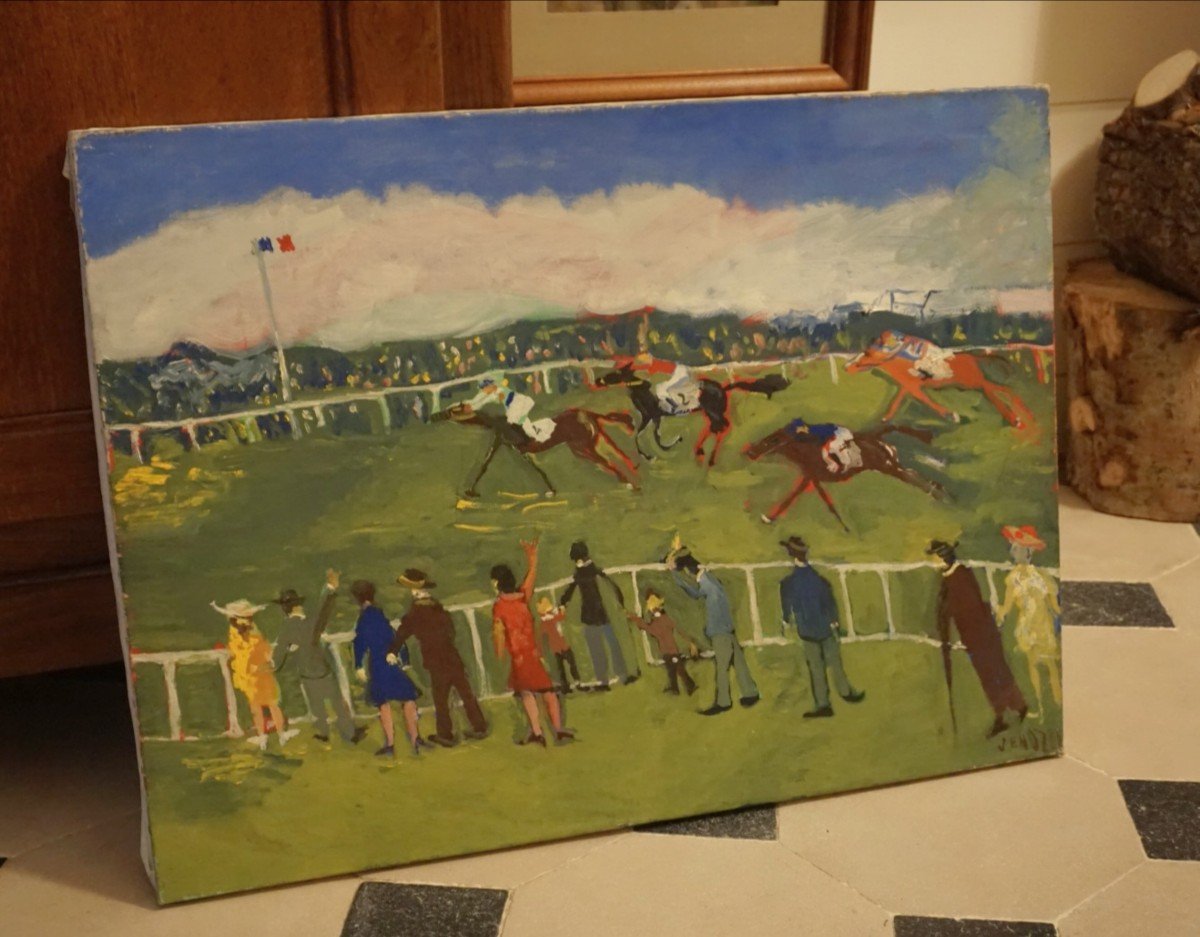 JACQUES ENDZEL (1927-2014) / École de Paris / Course de chevaux / huile sur toile -photo-6