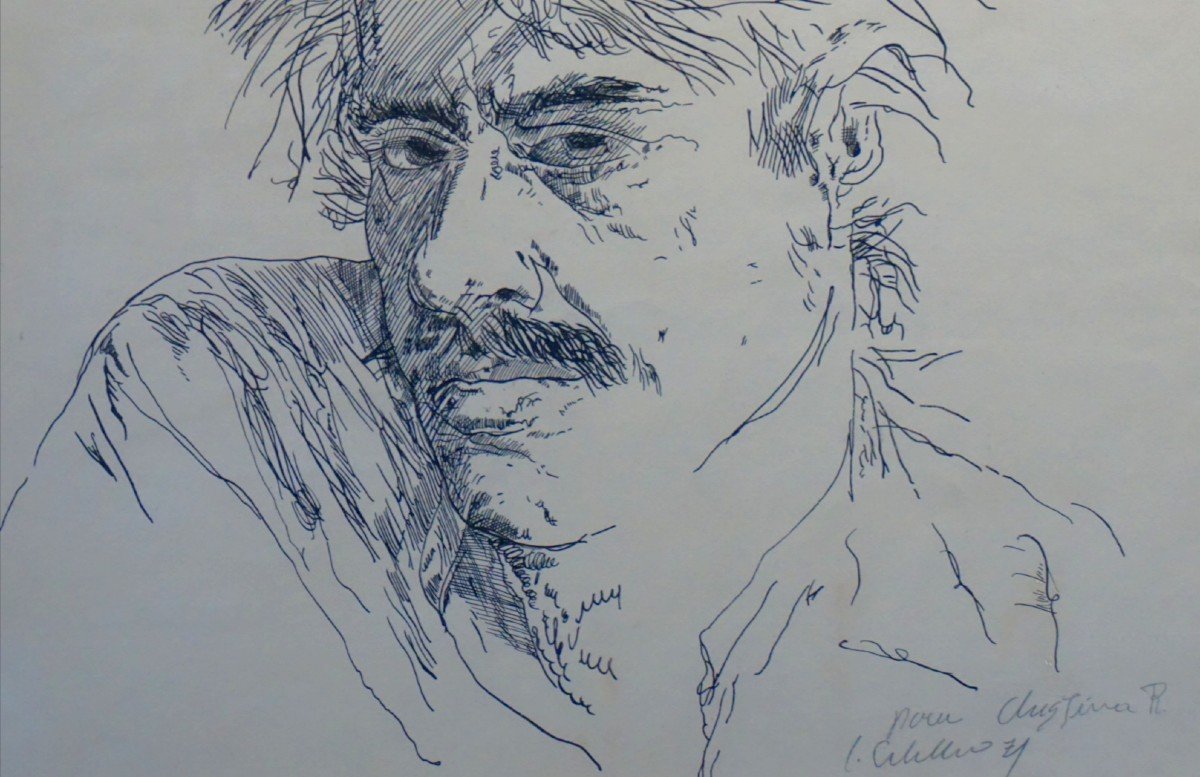 Luis Caballero (1943-1995) / Self-portrait / Dated 1971 / Ink