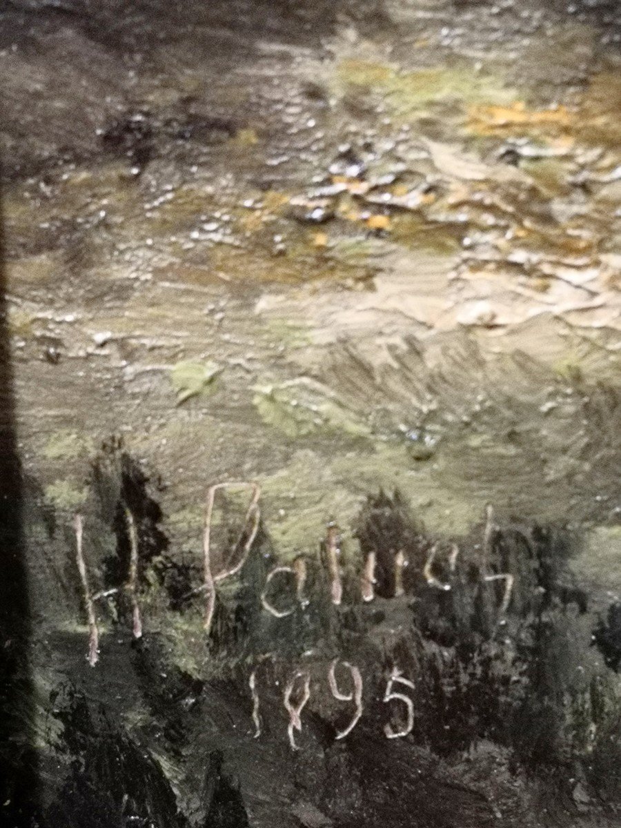 ECOLE FRANÇAISE XIX / Vaches dans un pré / huile sur panneau signée et datée 1895-photo-2