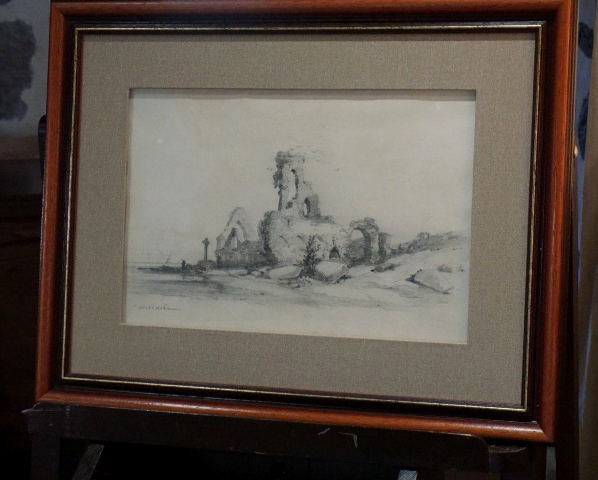 JULES NOËL (1810-1881) / BORD DE MER À LA VIELLE ÉGLISE   / dessin-photo-2