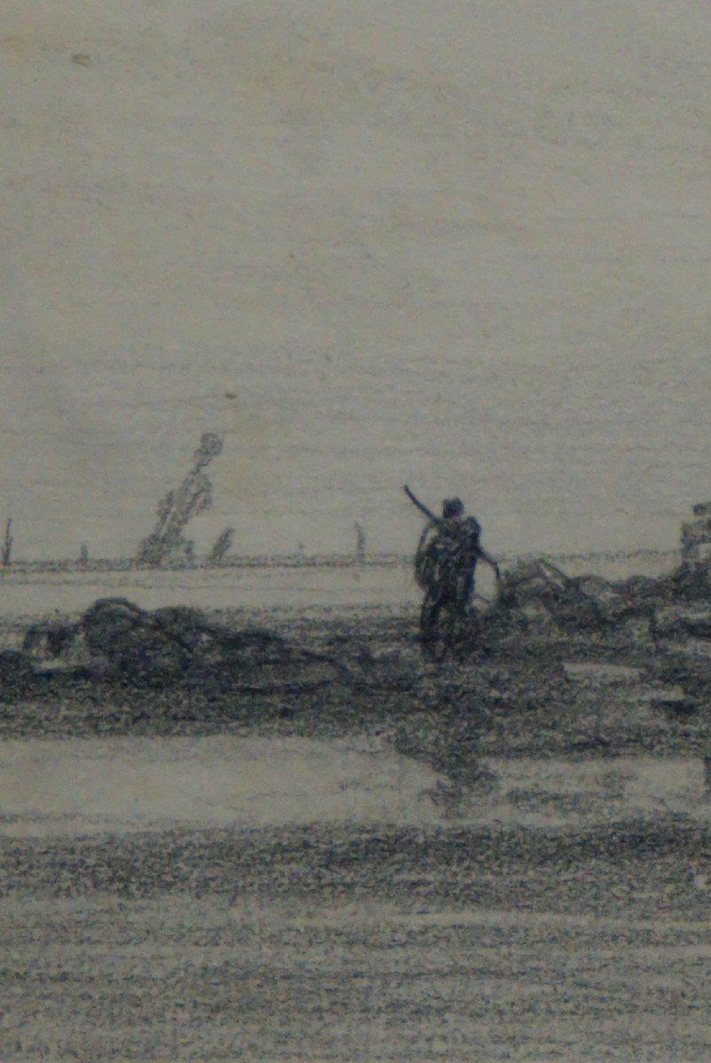 JULES NOËL (1810-1881) / BORD DE MER À LA VIELLE ÉGLISE   / dessin-photo-6