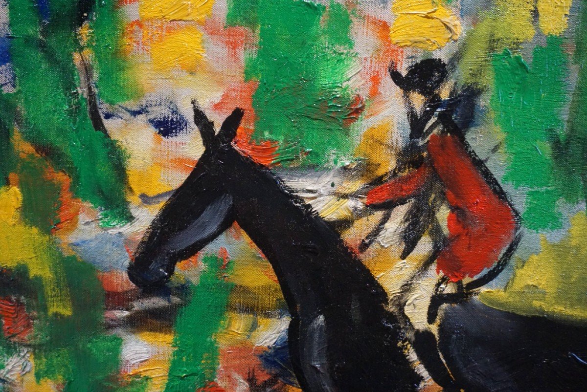 JACQUES ENDZEL (1927-2014) / École de Paris / LES JOCKEYS / huile sur toile -photo-3