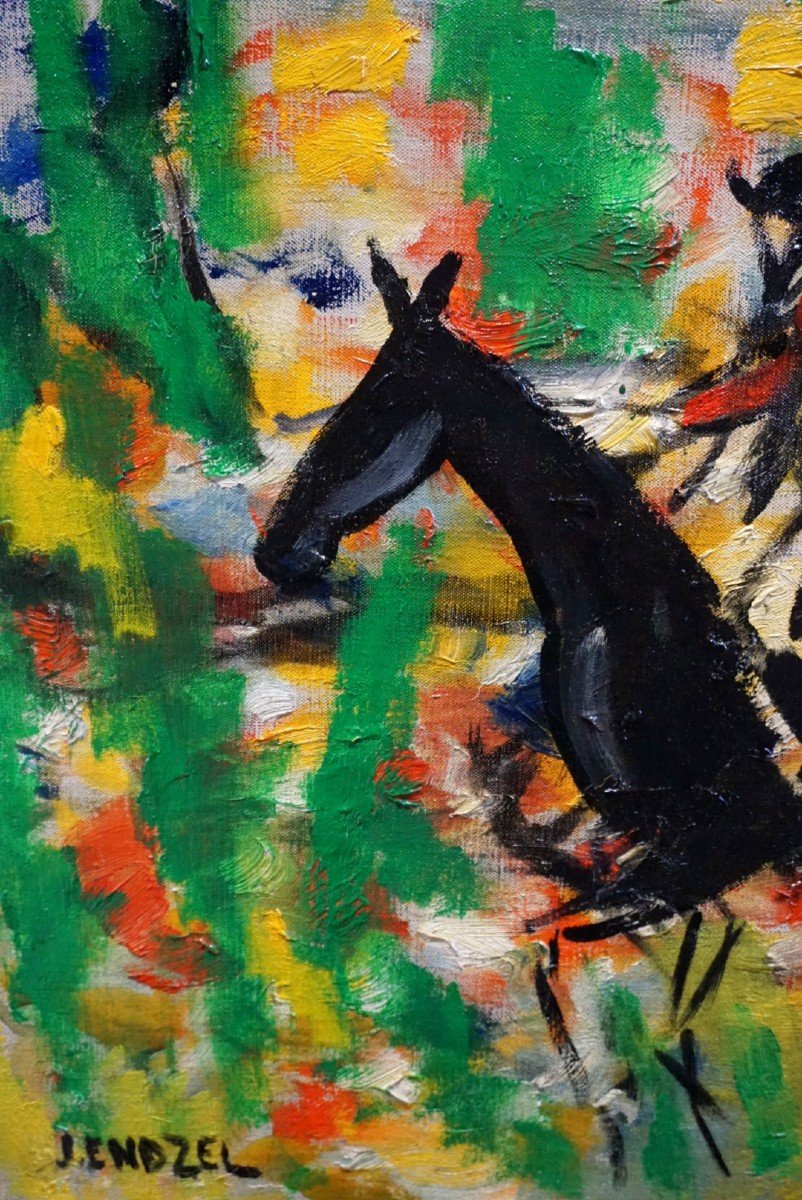 JACQUES ENDZEL (1927-2014) / École de Paris / LES JOCKEYS / huile sur toile -photo-4