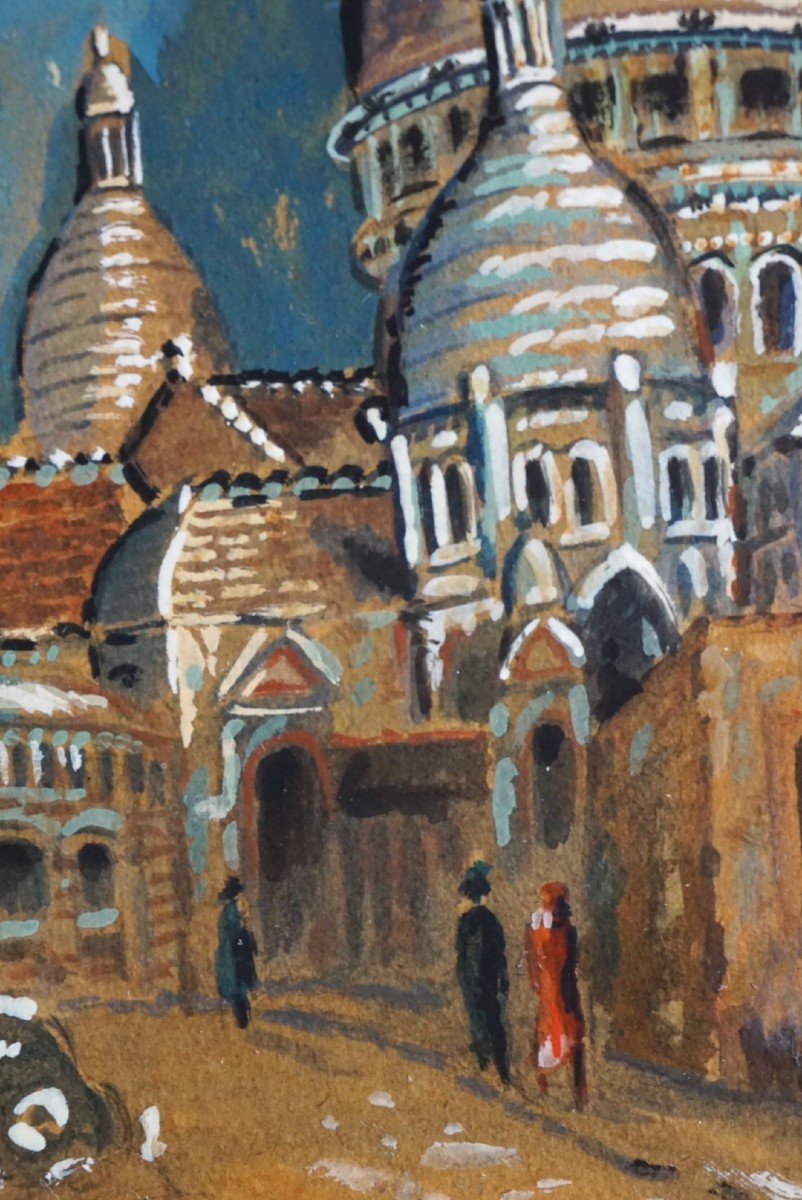 LUCIEN GENIN (1894-1953) / PARIS / MONTMARTRE / SACRE CŒUR / huile sur carton-photo-1
