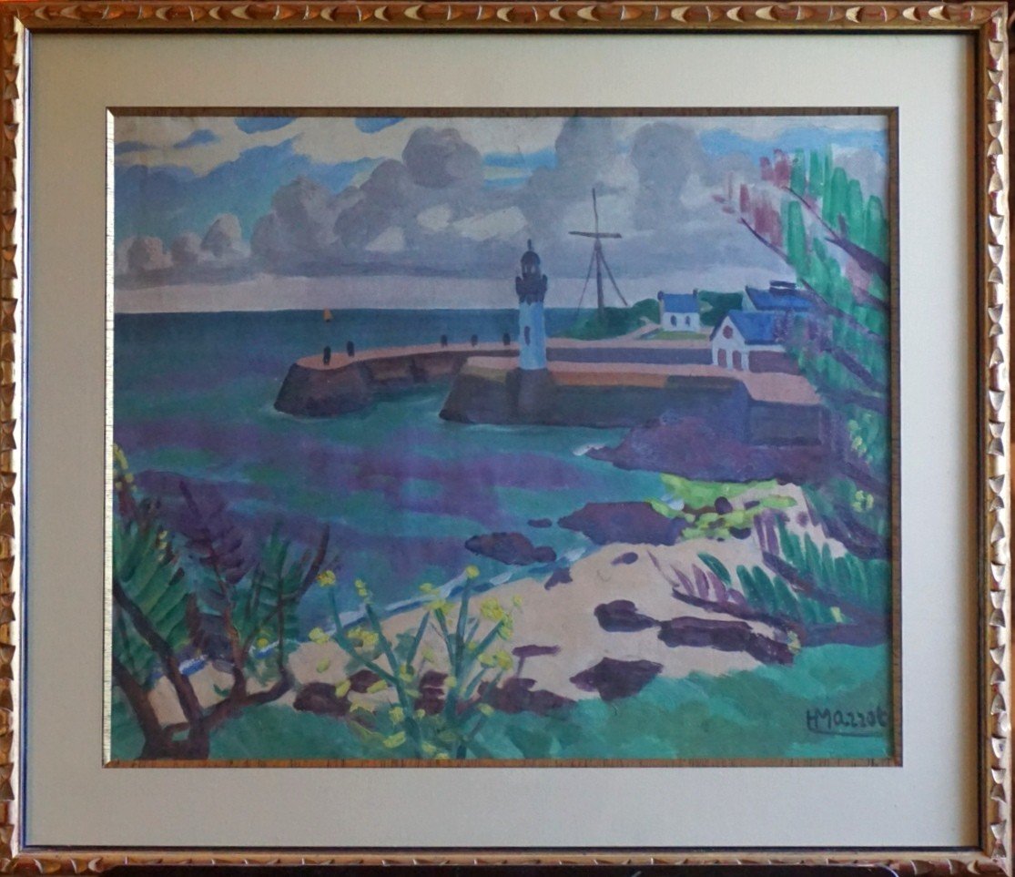 HENRY MARROT (1887-1964) /  PORT / BRETAGNE / GOUACHE