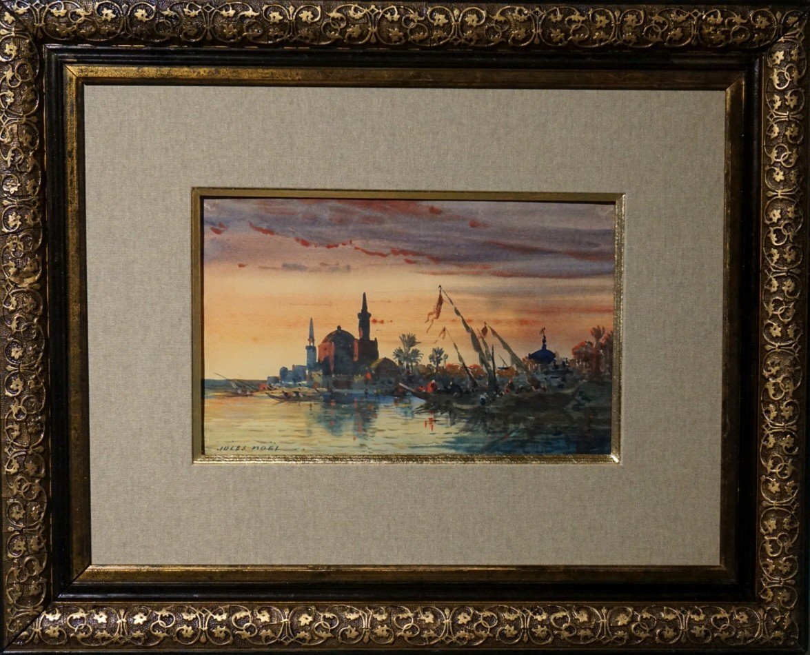JULES NOEL (1810-1881) /  PAYSAGE ORIENTALISTE / AQUARELLE GOUACHÉE / XIX s-photo-4