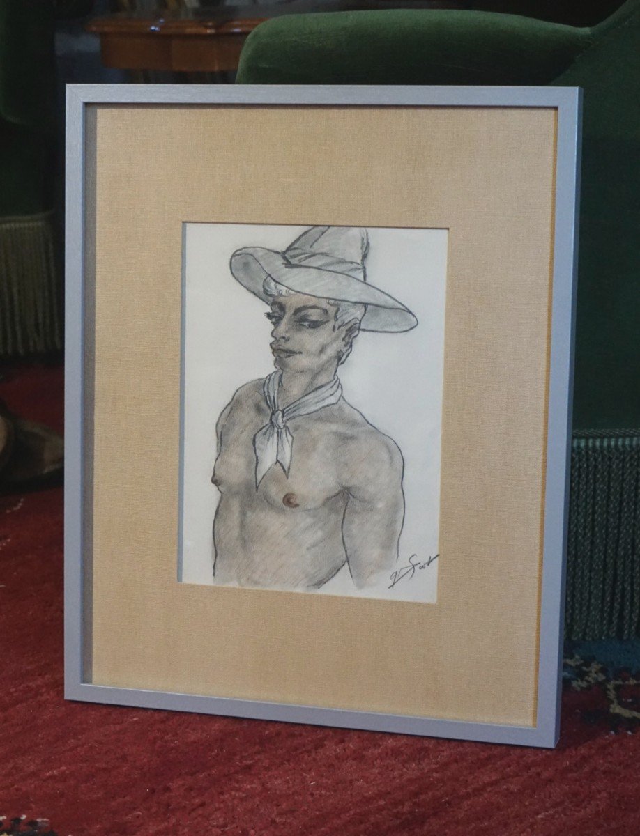PORTRAIT DE JEUNE HOMME  / ANNÉE 1955 / G. SCOT / DESSIN-photo-2