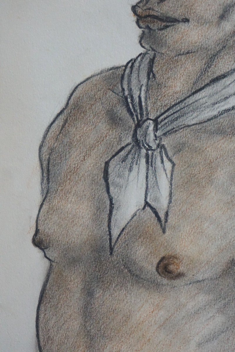 PORTRAIT DE JEUNE HOMME  / ANNÉE 1955 / G. SCOT / DESSIN-photo-4