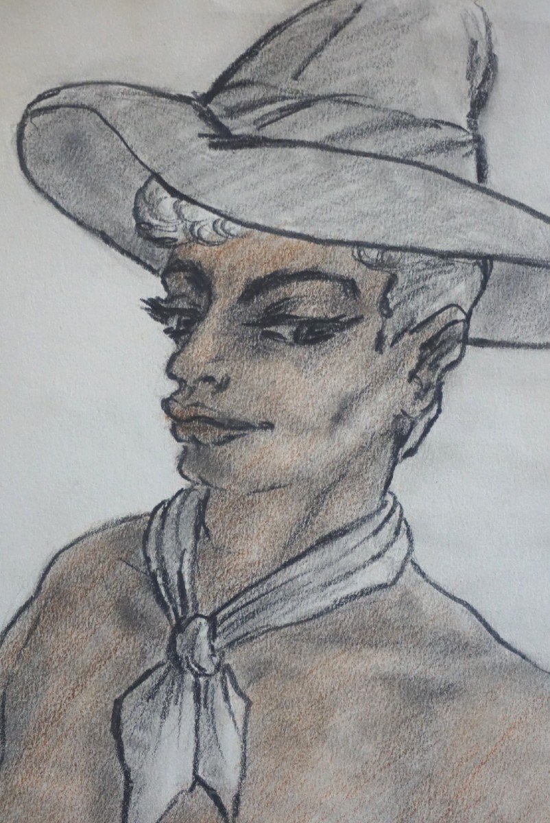 PORTRAIT DE JEUNE HOMME  / ANNÉE 1955 / G. SCOT / DESSIN-photo-1