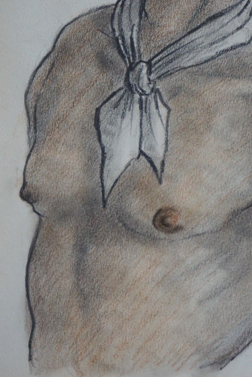 PORTRAIT DE JEUNE HOMME  / ANNÉE 1955 / G. SCOT / DESSIN-photo-2