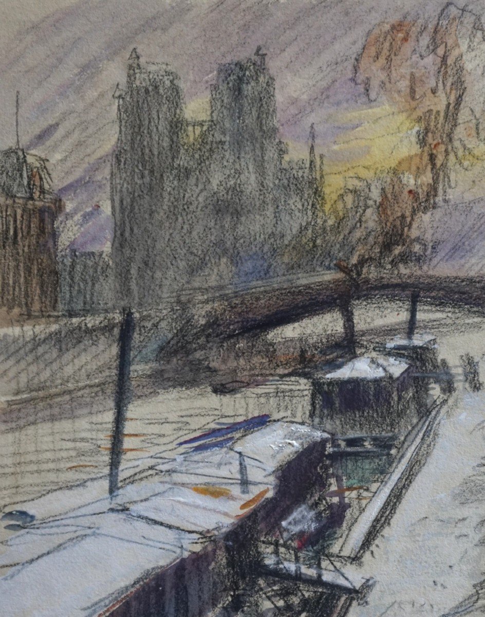 PARIS BORDS DE SEINE / QUAI SAINT MICHEL / CIRCA 1910 / EUGÈNE VÉDER (1876-1936)-photo-3