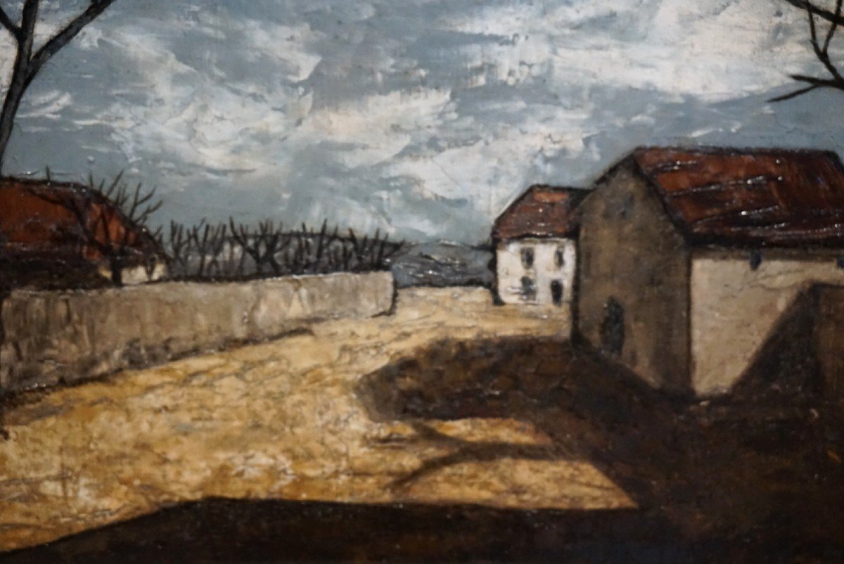 GILBERT BAGLIONE (1930-2012) "Après Midi au Village" / Huile sur toile-photo-1