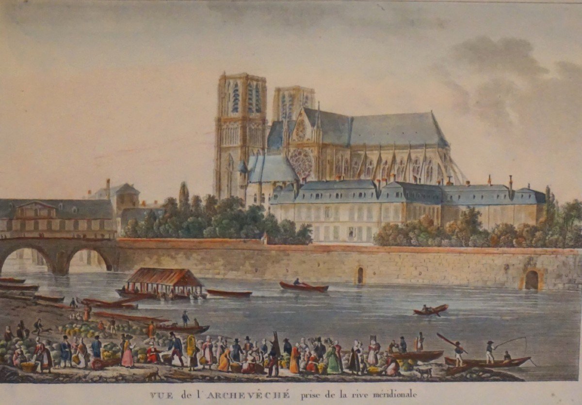 VUE DE L'ARCHEVÊCHÉ DE PARIS / XIX ème siècle / gravure