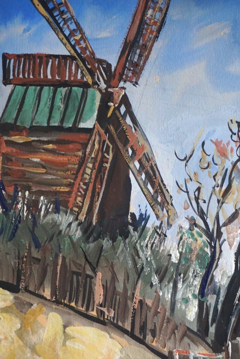 LUCIEN GENIN (1894-1953) / PARIS / MOULIN DE LA GALETTE / ANNÉES 20/ gouache et aquarelle-photo-4